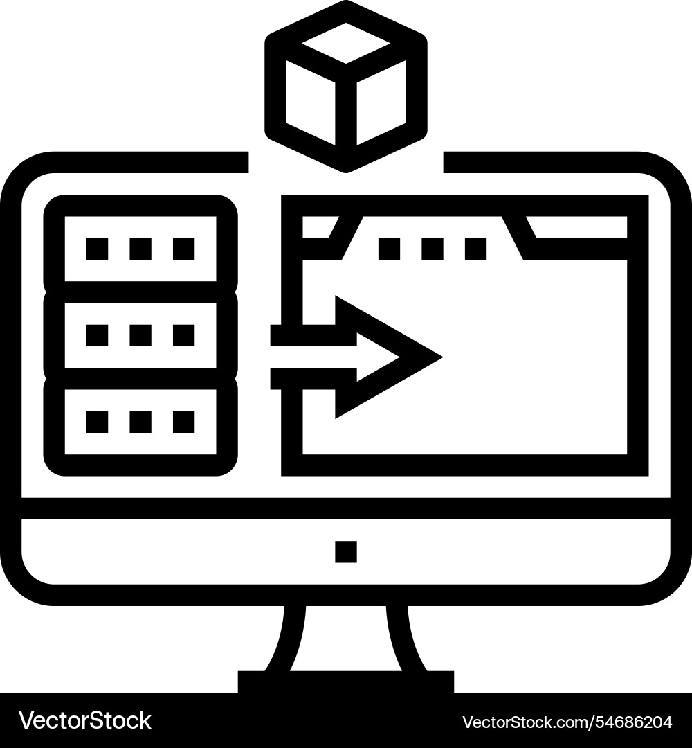 Virtual machine data center line icon Virtual machine data center line icon vector image