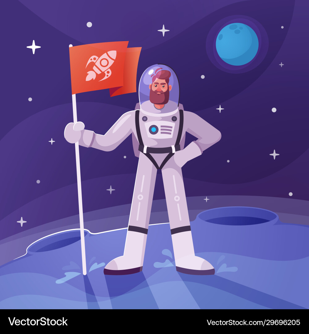 Astronaut character exploring outer space cartoon Astronaut character exploring outer space cartoon vector image