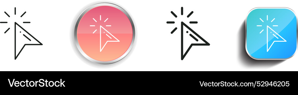 Click icon thin linear regular and button style Click icon thin linear regular and button style Vector Image