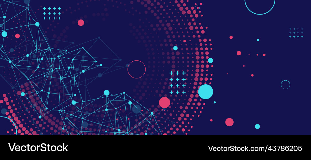 Halftone science background with connecting dots Vector Image