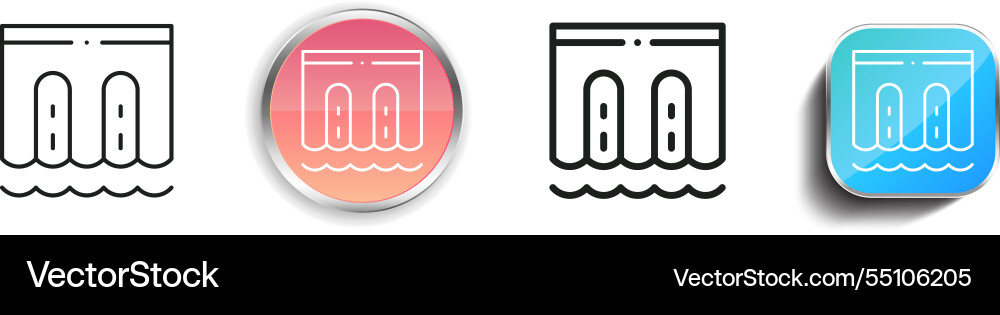 Hydro power icon thin linear regular and button Hydro power icon thin linear regular and button vector image