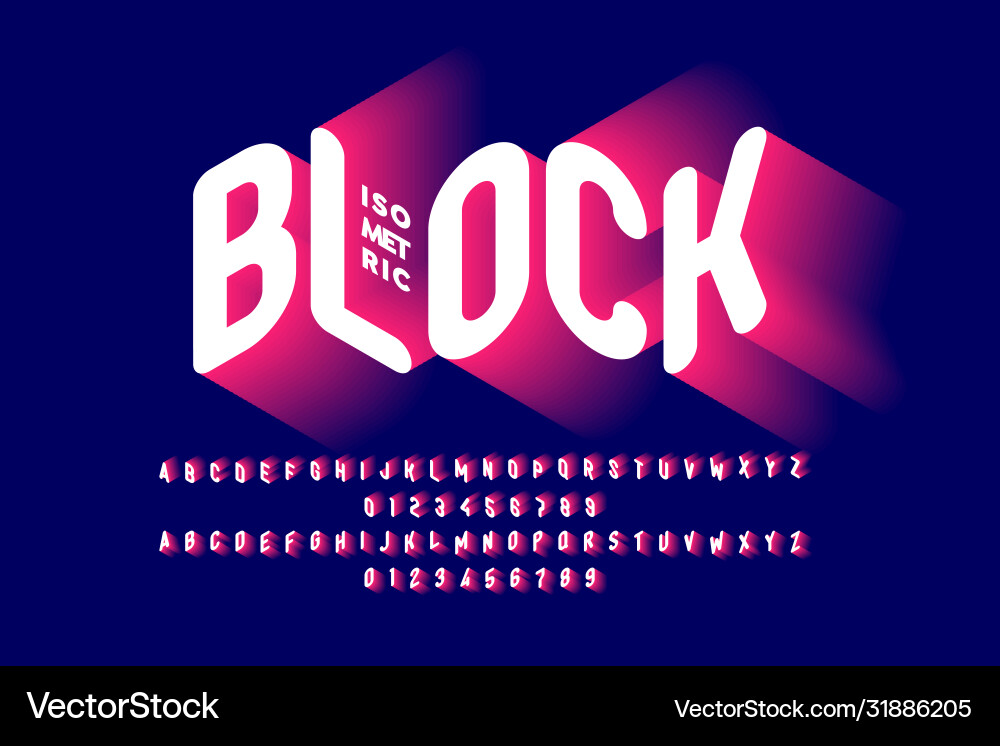 Isometric style font Isometric style font vector image