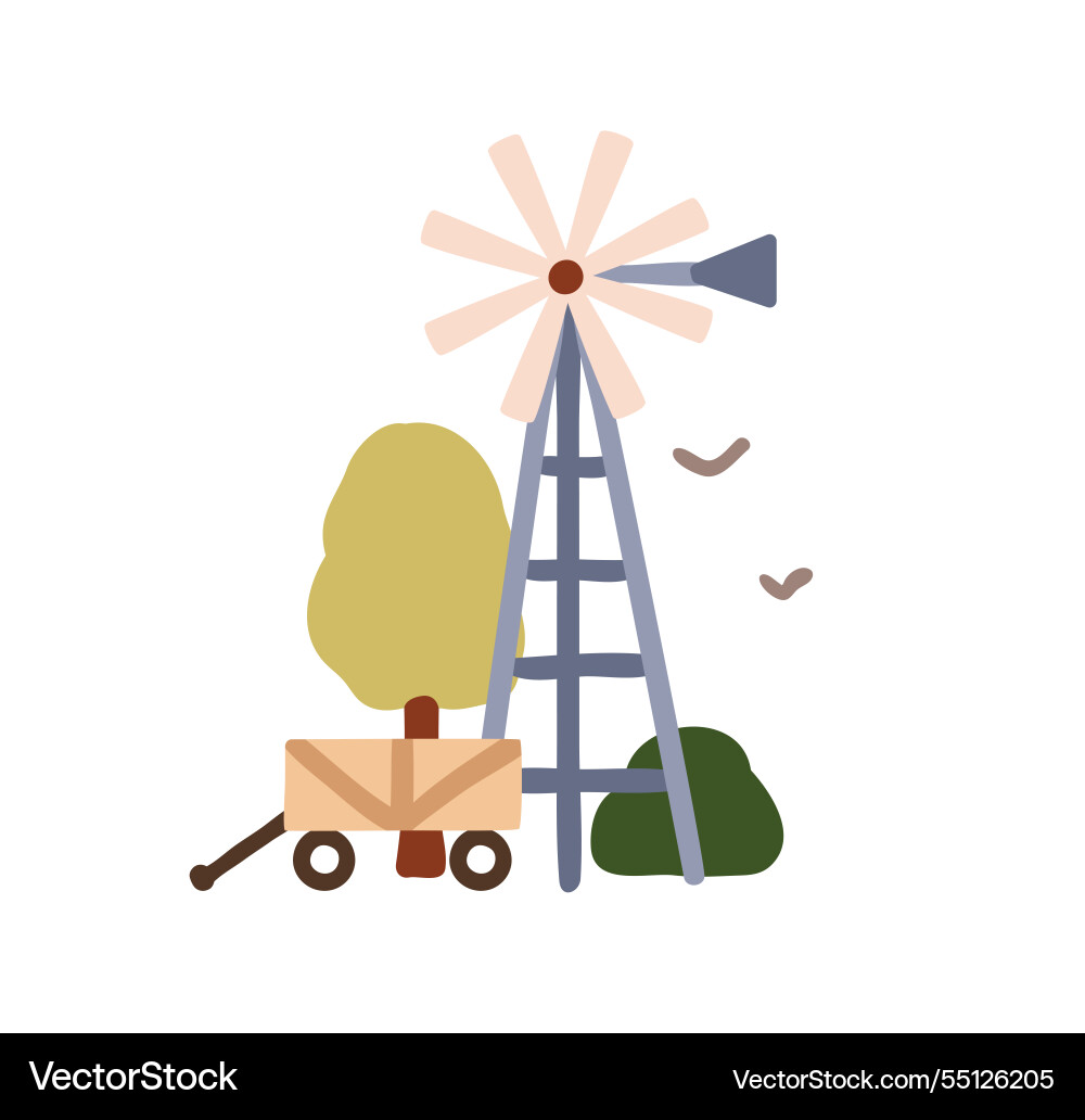 Landschaft mit Windmühle Landschaft mit Windmühle vektorbild
