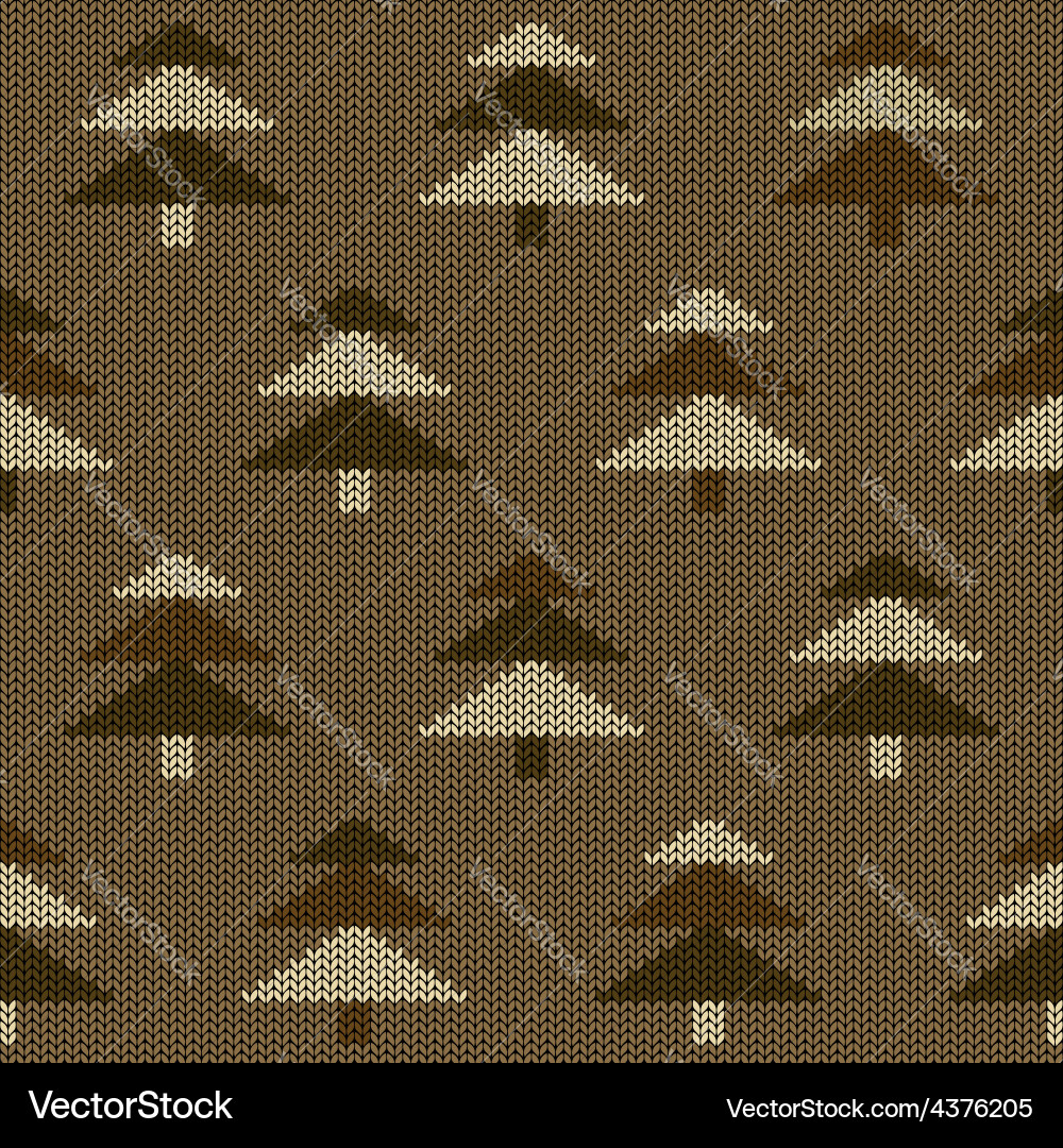 Seamless knitted pattern with trees vector image