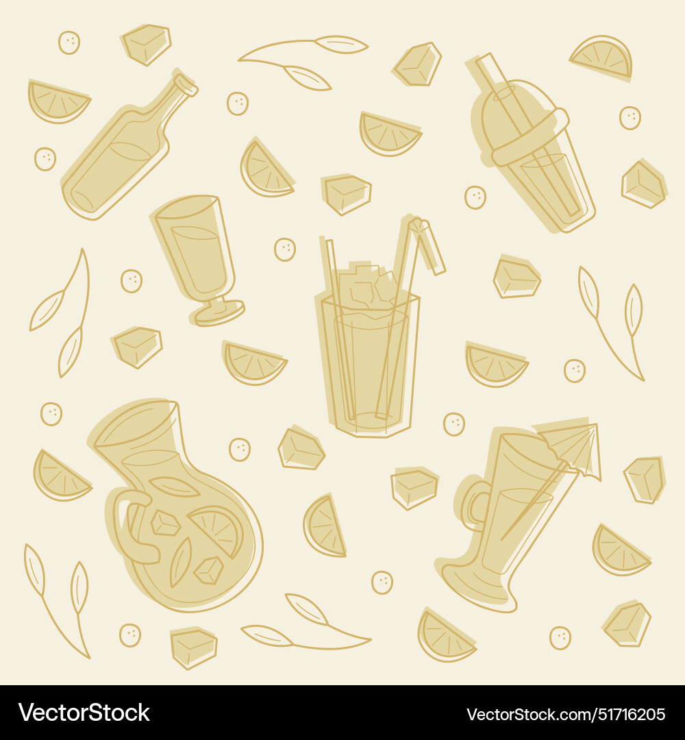 Set with cold drinks in different containers Set with cold drinks in different containers Vector Image