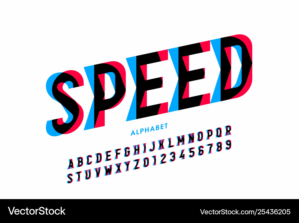 Speed Font - Alphabet & Numbers vector image