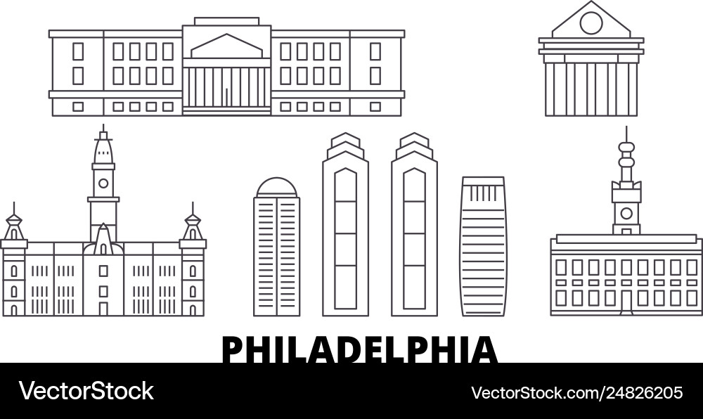 Vereinigte Staaten philadelphia line travel skyline Vereinigte Staaten philadelphia line travel skyline vektorbild