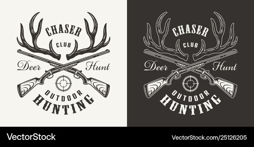 Vintage Hunting Print - Deer & Guns Vector Image