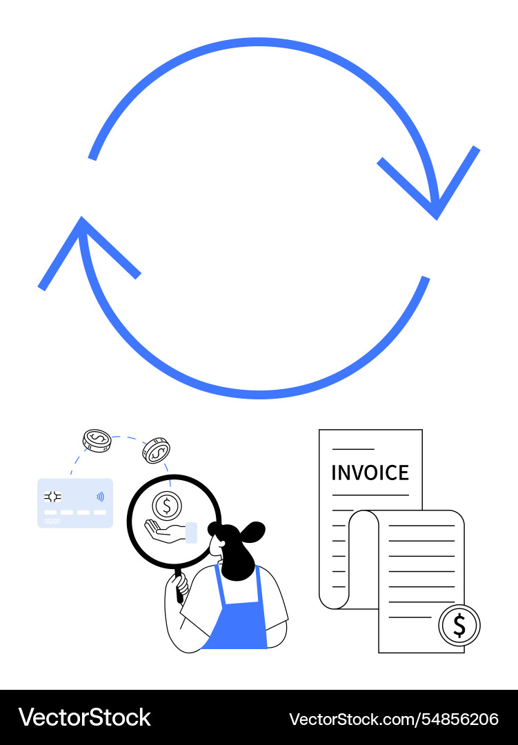 Automated billing process with circular arrows Automated billing process with circular arrows Vector Image
