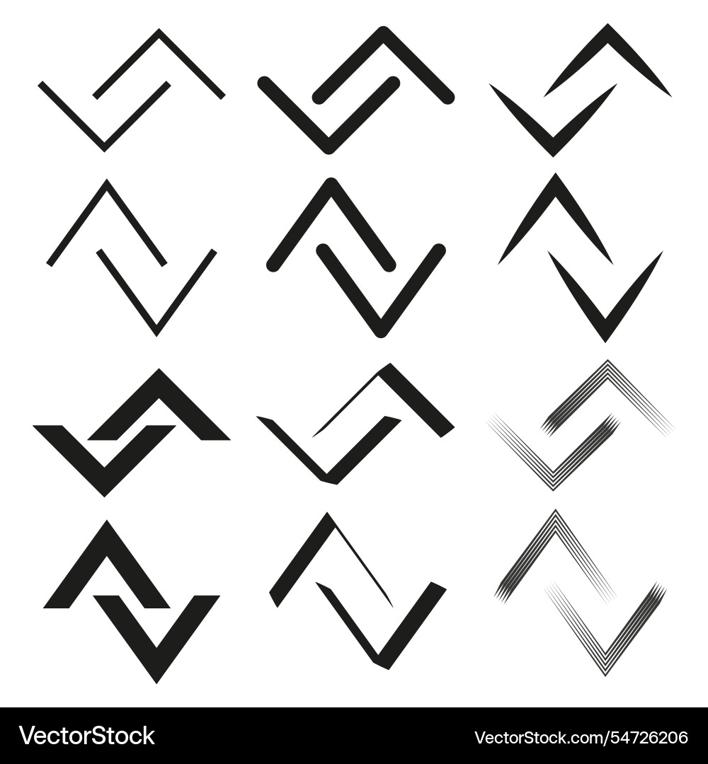 Chevron pattern set dynamic abstract shapes black Chevron pattern set dynamic abstract shapes black vector image