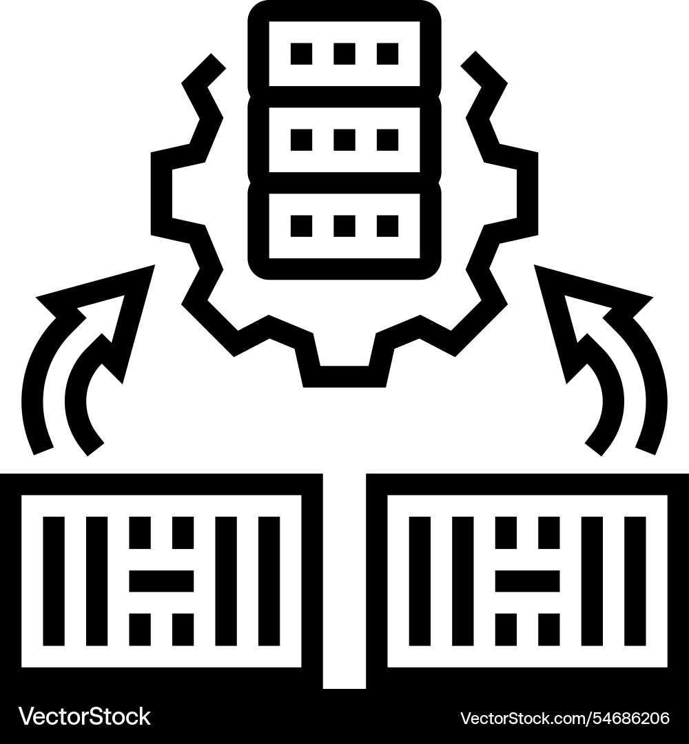 Container orchestration data center line icon Container orchestration data center line icon vector image