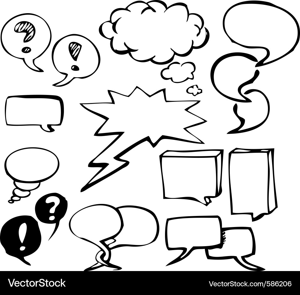 Cute Doodle Speech Bubbles Vector Image