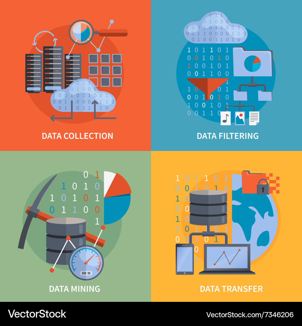 Data Processing Collection vector image