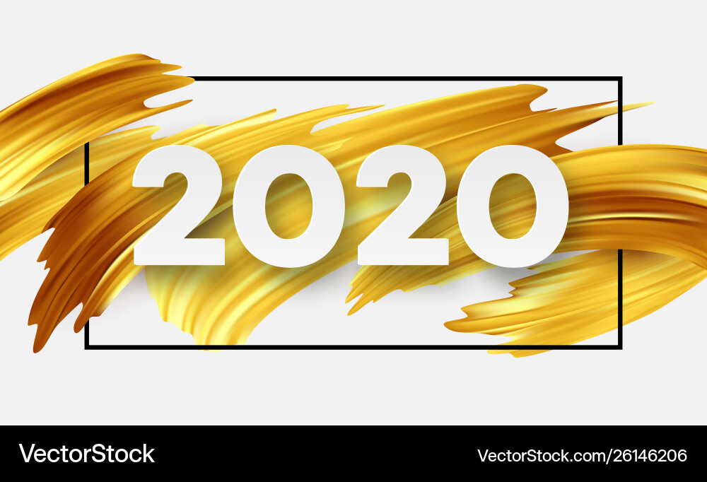 Happy new year 2020 lettering greeting Happy new year 2020 lettering greeting Vector Image
