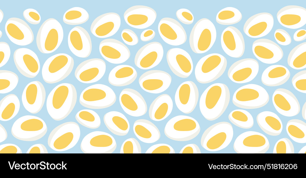 Horizontal border pattern of boiled eggs Horizontal border pattern of boiled eggs vector image