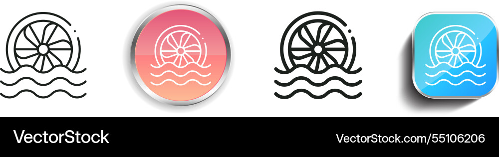 Hydro power icon thin linear regular and button Vector Image