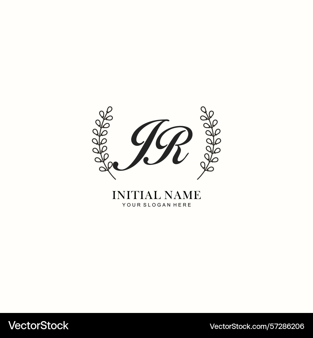 Jr initial logo templates with botanical elements Vector Image