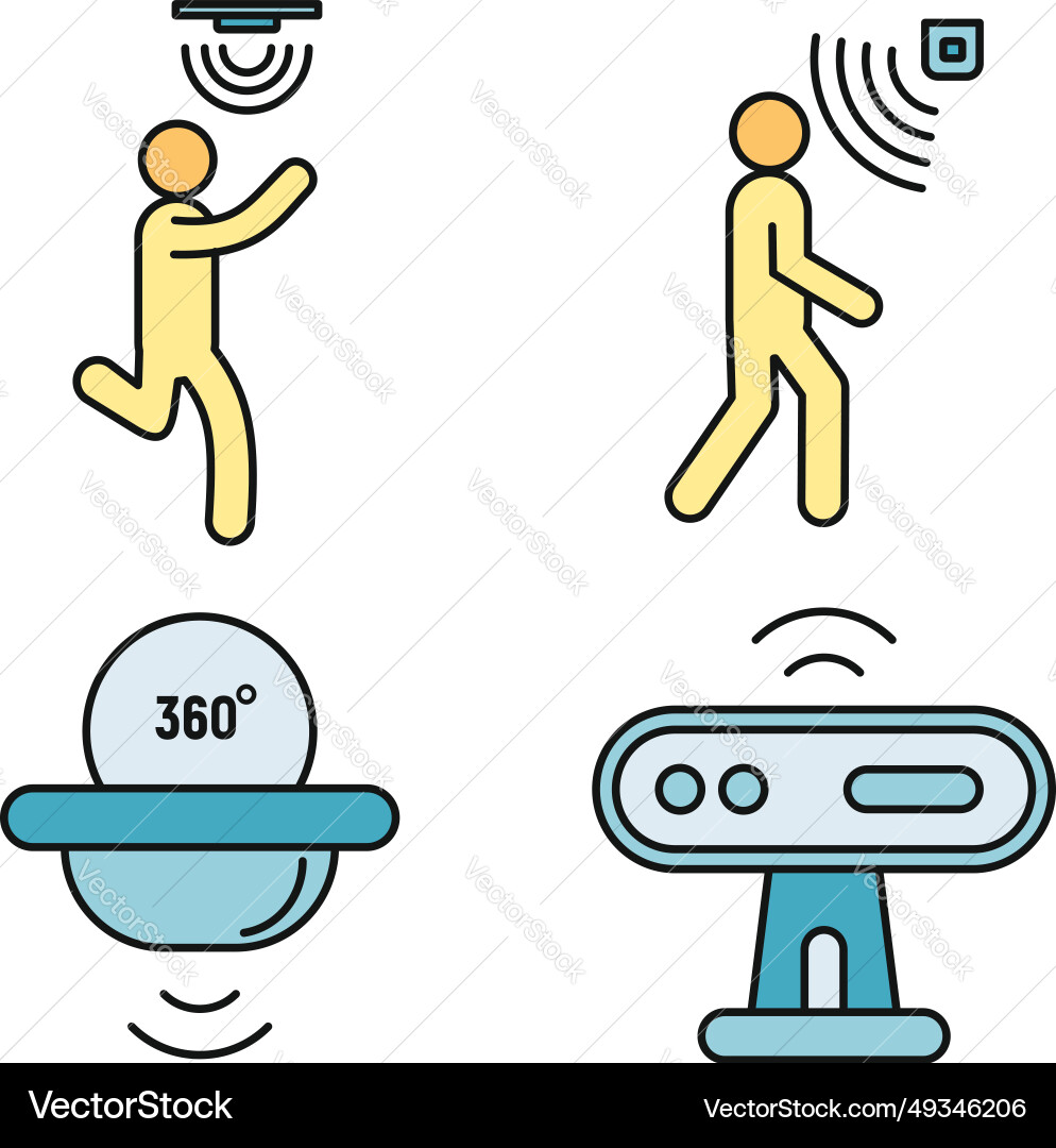 Motion sensor detector icons set color Motion sensor detector icons set color vector image