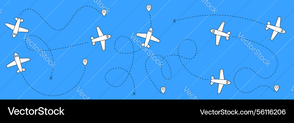 Plane route map collection Royalty Free Vector Image
