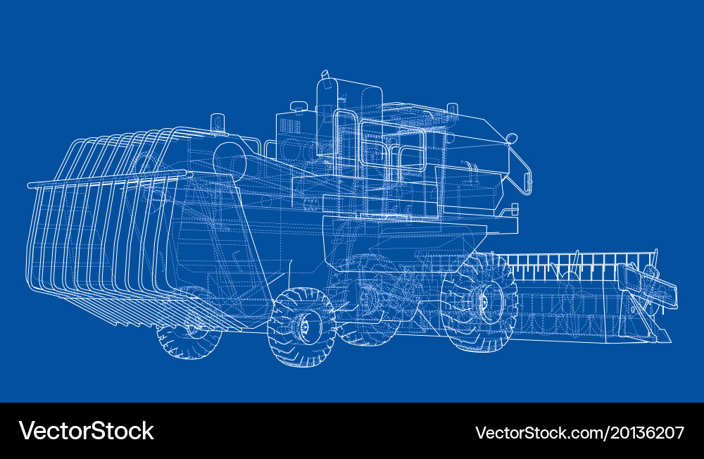 Concept combine-harvester rendering of 3d Vector Image