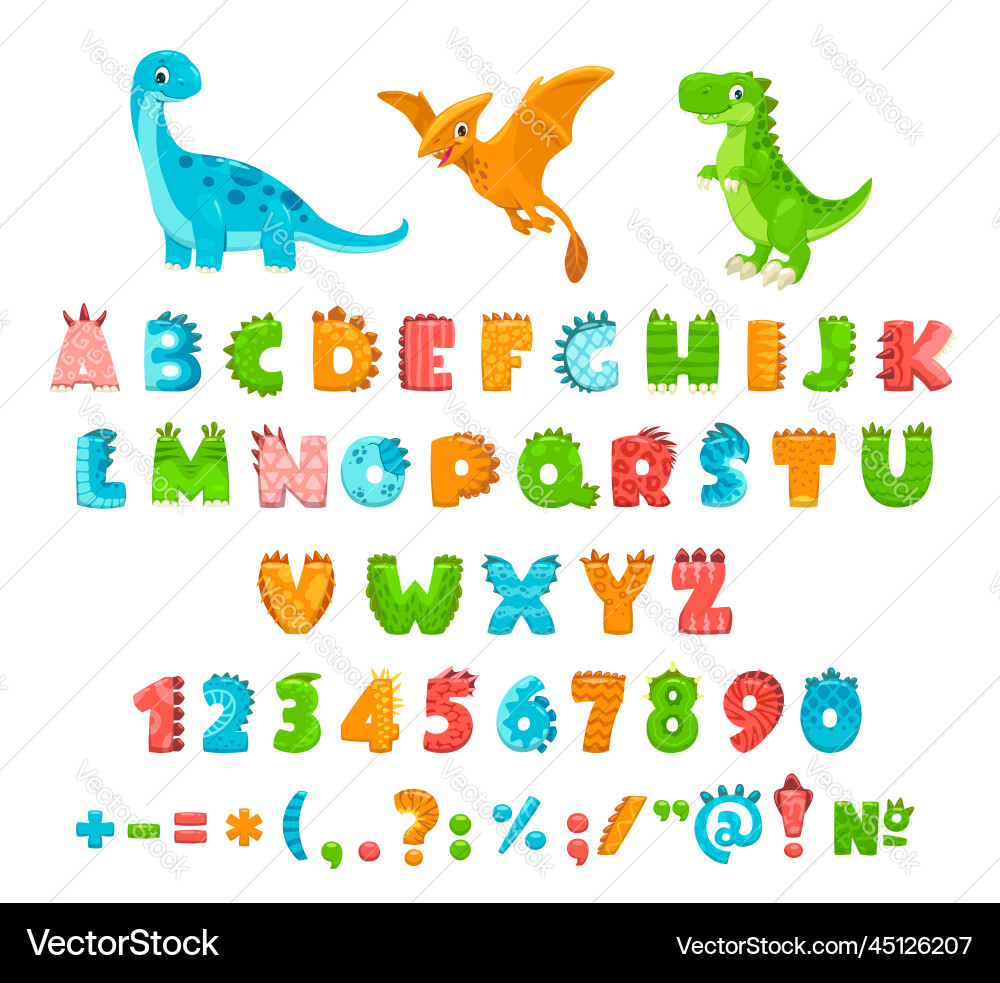 Dino Alphabet - Süße Cartoon Font Vektorbild