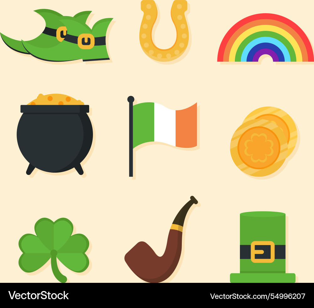 Flat design st patricks event element collection Vector Image