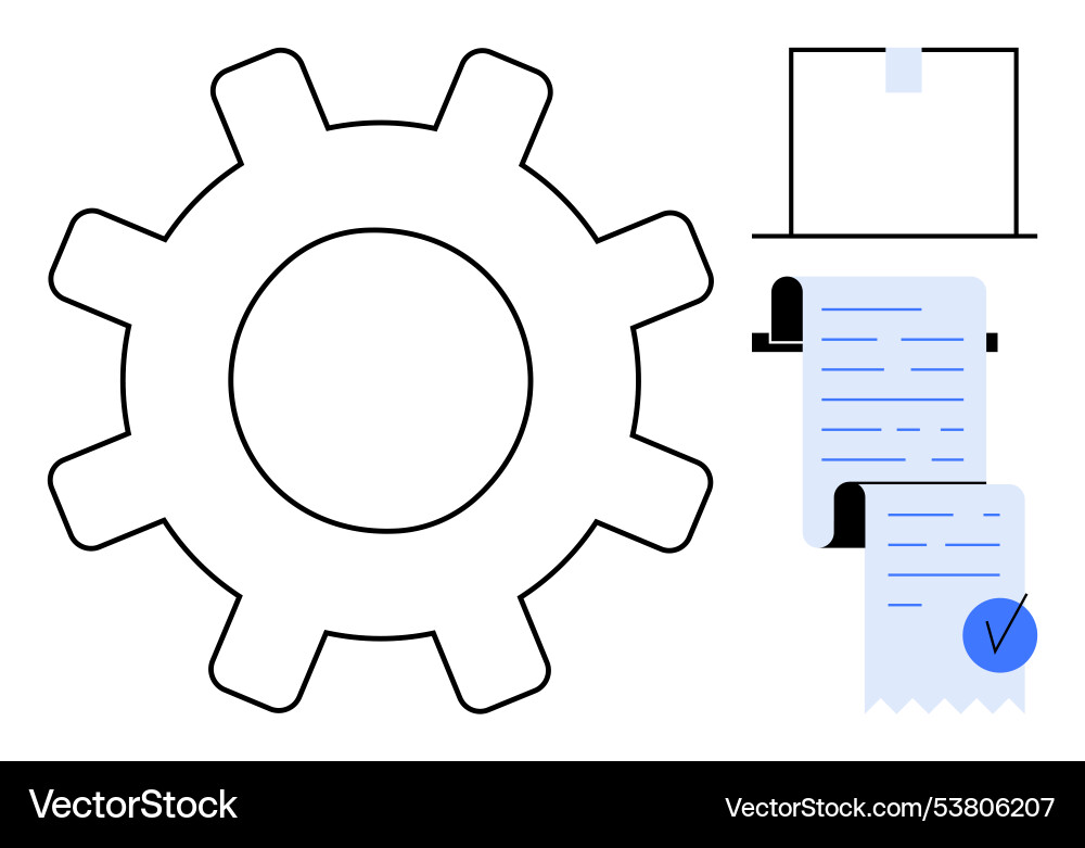 Gear setting with document and verified checklist Gear setting with document and verified checklist vector image