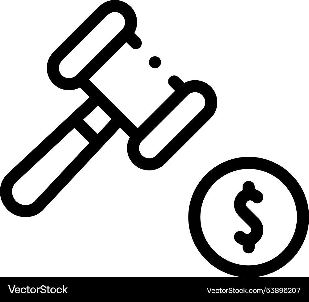 Hammer icon thin linear style design isolated Hammer icon thin linear style design isolated Vector Image