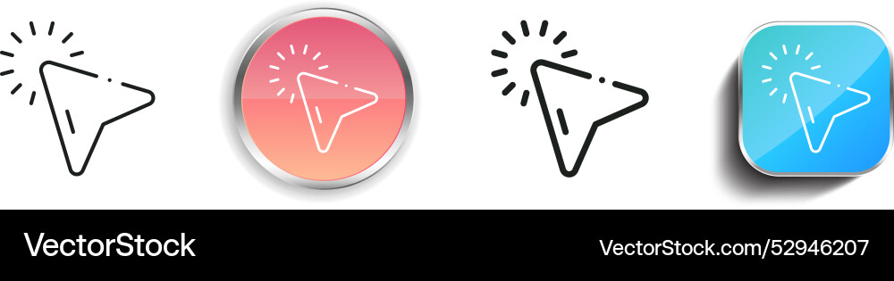 Klicken Sie auf Symbol dünn linear regelmäßig und Knopf Stil Vektorbild