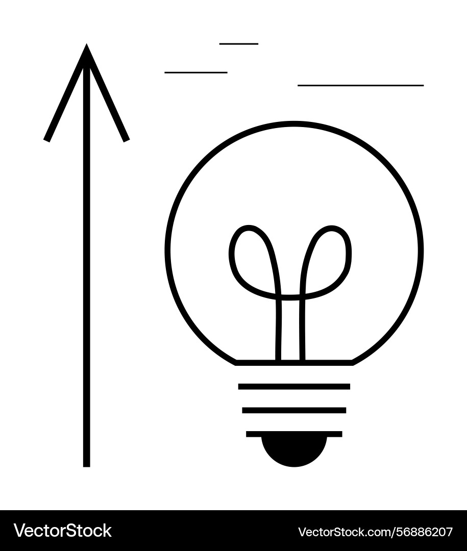 Light bulb with upward arrow representing vector image