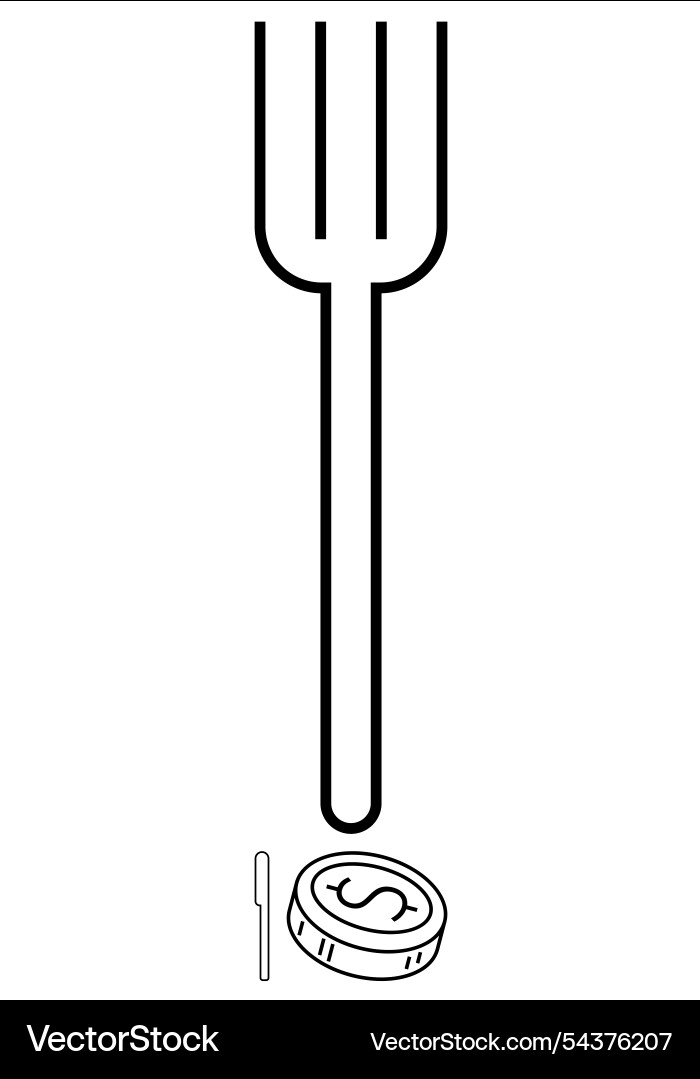 Tuning fork with coin symbolizing financial Tuning fork with coin symbolizing financial Vector Image