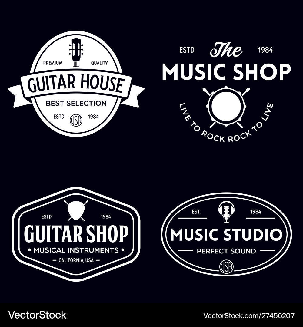 Vintage Music Shop Badges & Logos vector image