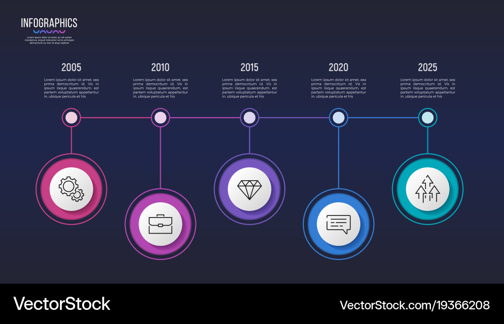 5 Steps Timeline Chart - Workflow Vector Image