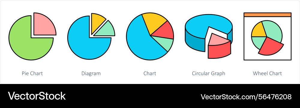 A set of graph icons as pie chart diagram vector image
