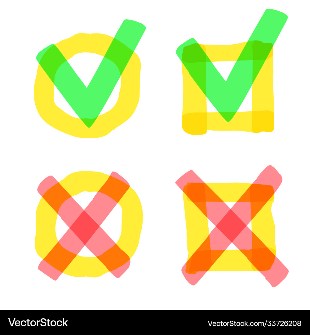 Checkmark and Cross Marker Icons Vector Image