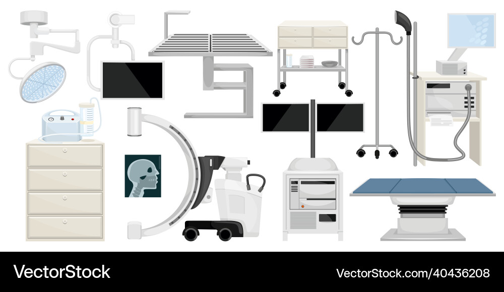 Medical operating room equipment set vector image