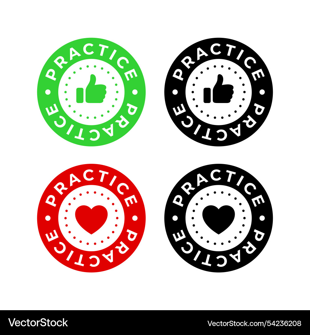 Practically badge with like practice stamp vector image