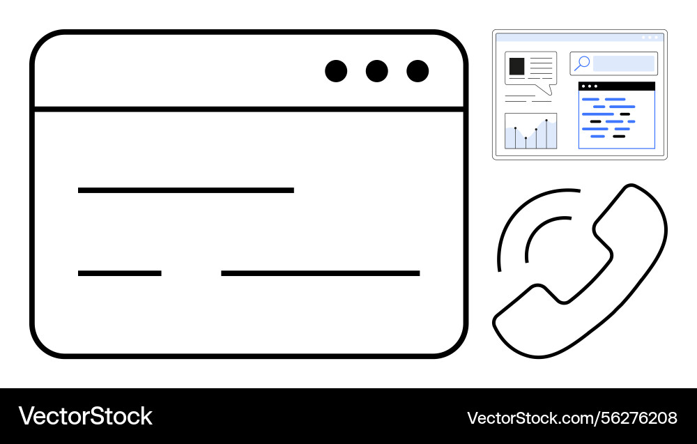 Web communication interface with browser window Web communication interface with browser window vector image