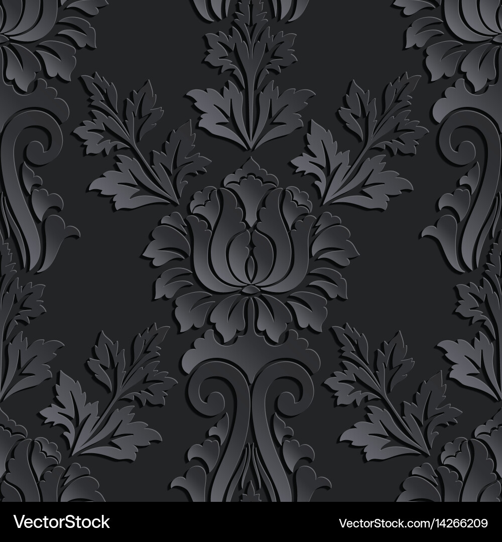 Dark Damask Floral Pattern Vector Image