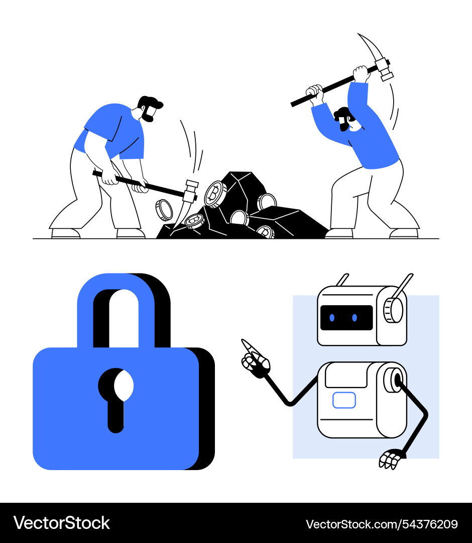Digital security and automation in cryptocurrency Digital security and automation in cryptocurrency vector image