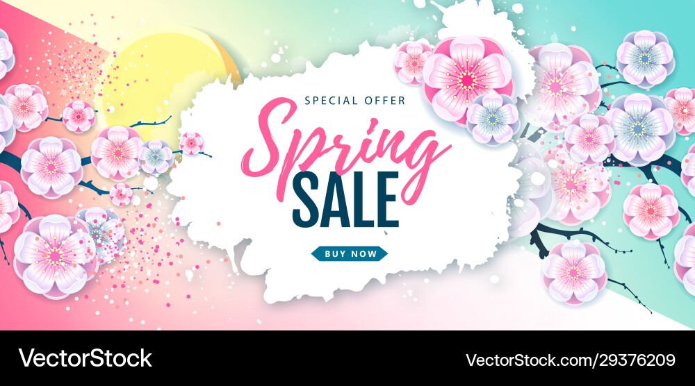 Frühling große Verkauf Poster mit voller Blüte Blumen Frühling große Verkauf Poster mit voller Blüte Blumen vektorbild