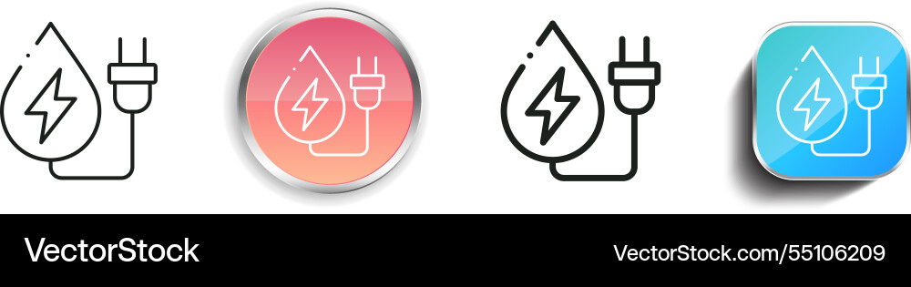Hydro power icon thin linear regular and button Vector Image