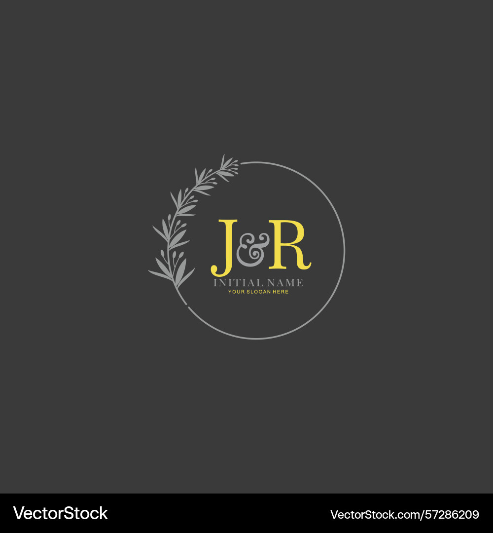 Jr initial logo templates with botanical elements Jr initial logo templates with botanical elements vector image
