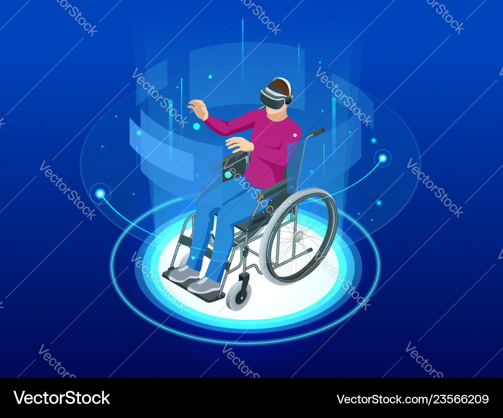 Man Using Wheelchair with Ramp vector image