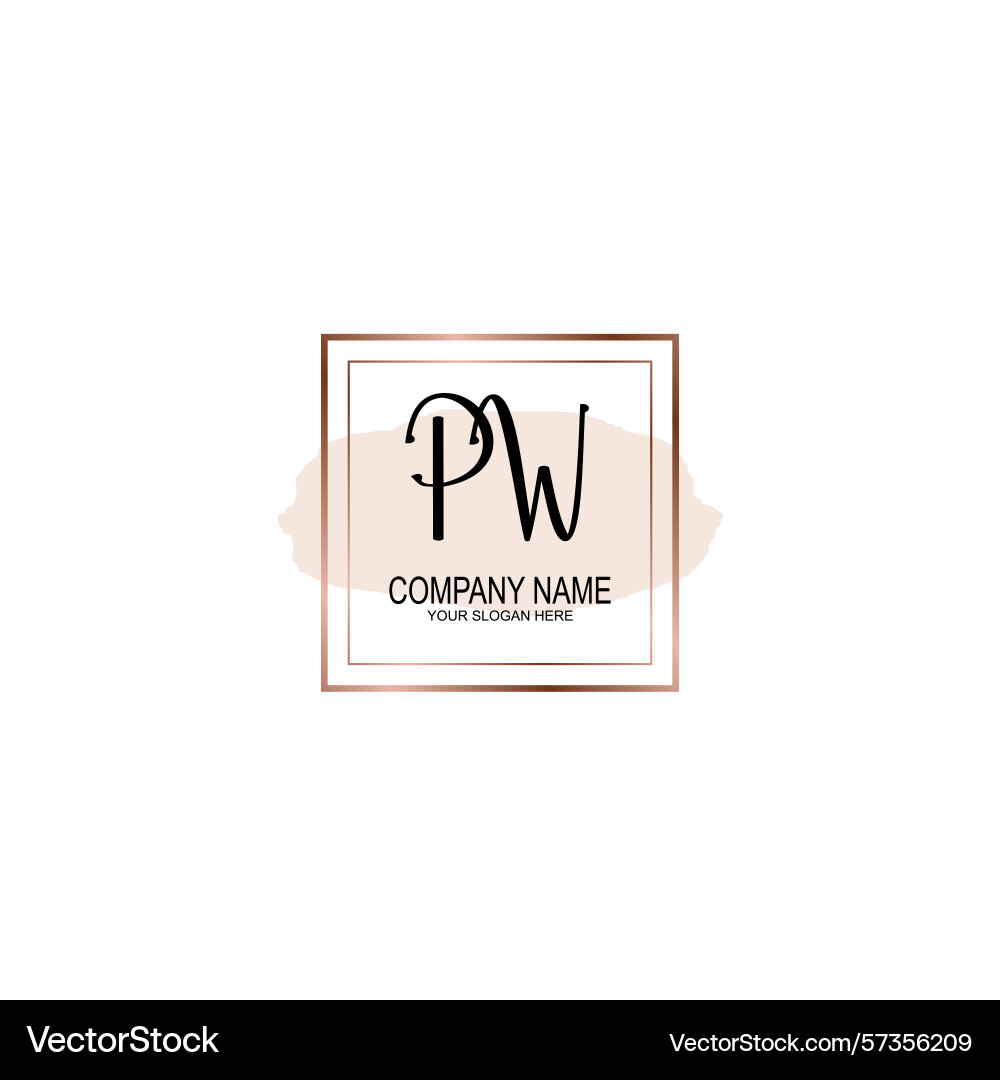 Minimalist handwritten pw initial logos with soft Minimalist handwritten pw initial logos with soft Vector Image