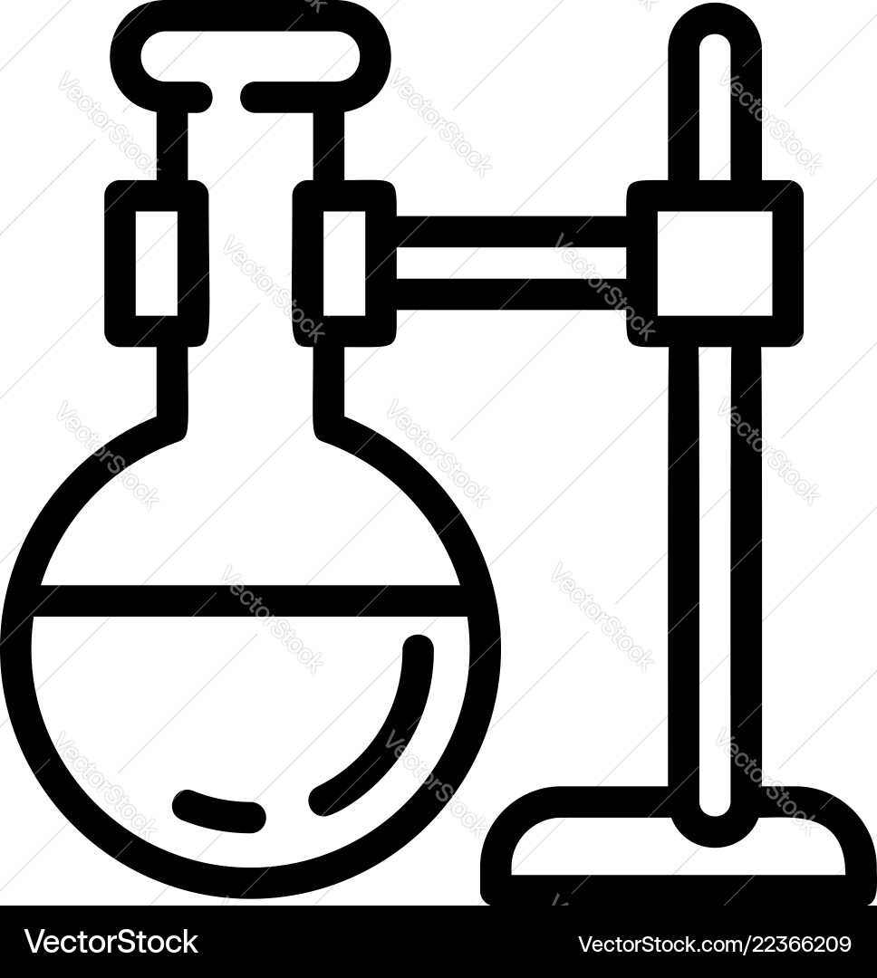 Round flask on stand icon outline style Round flask on stand icon outline style vector image