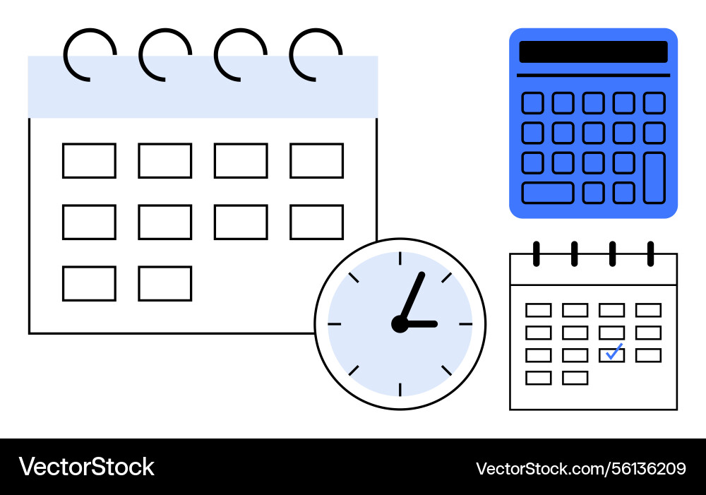 Scheduling and time management with calendar Scheduling and time management with calendar vector image