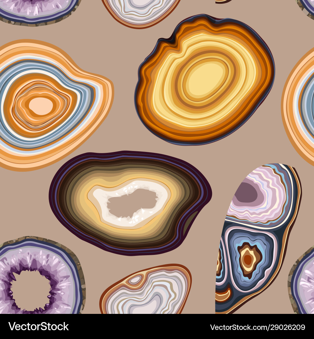 Seamless pattern with geode and agate cuts vector image