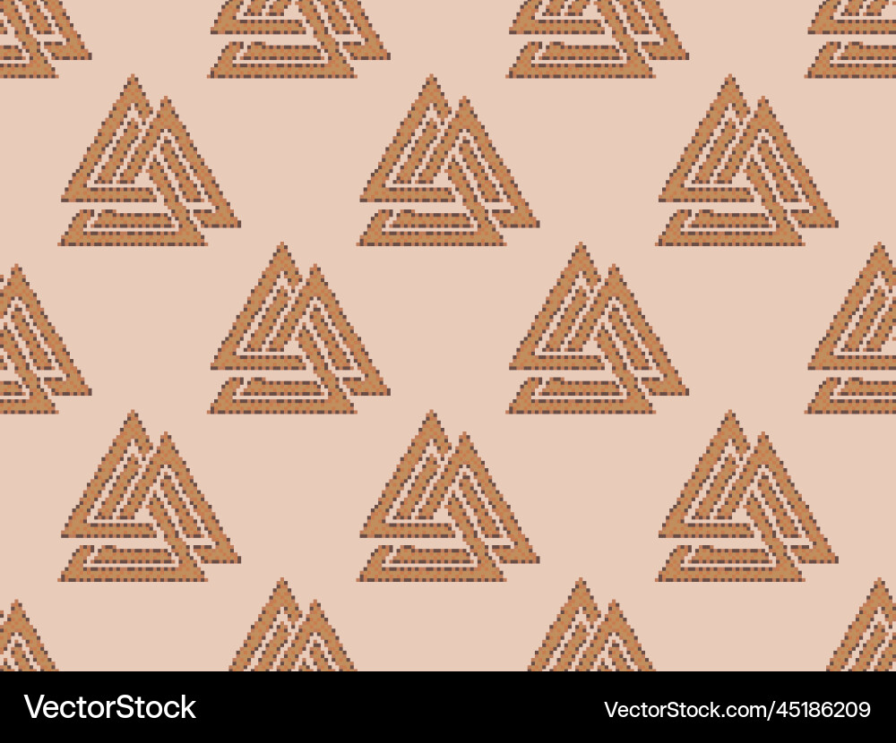 Seamless pattern with valknut in pixel art style Seamless pattern with valknut in pixel art style vector image