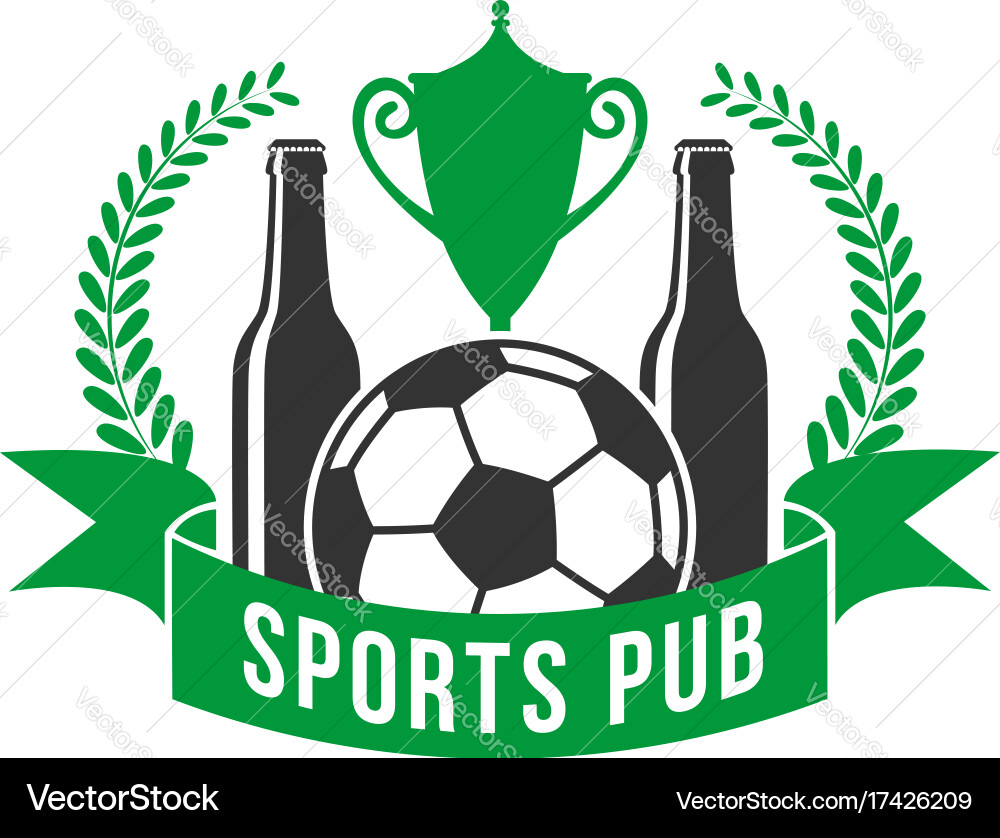 Sport pub icon of beer and football or soccer ball Vector Image
